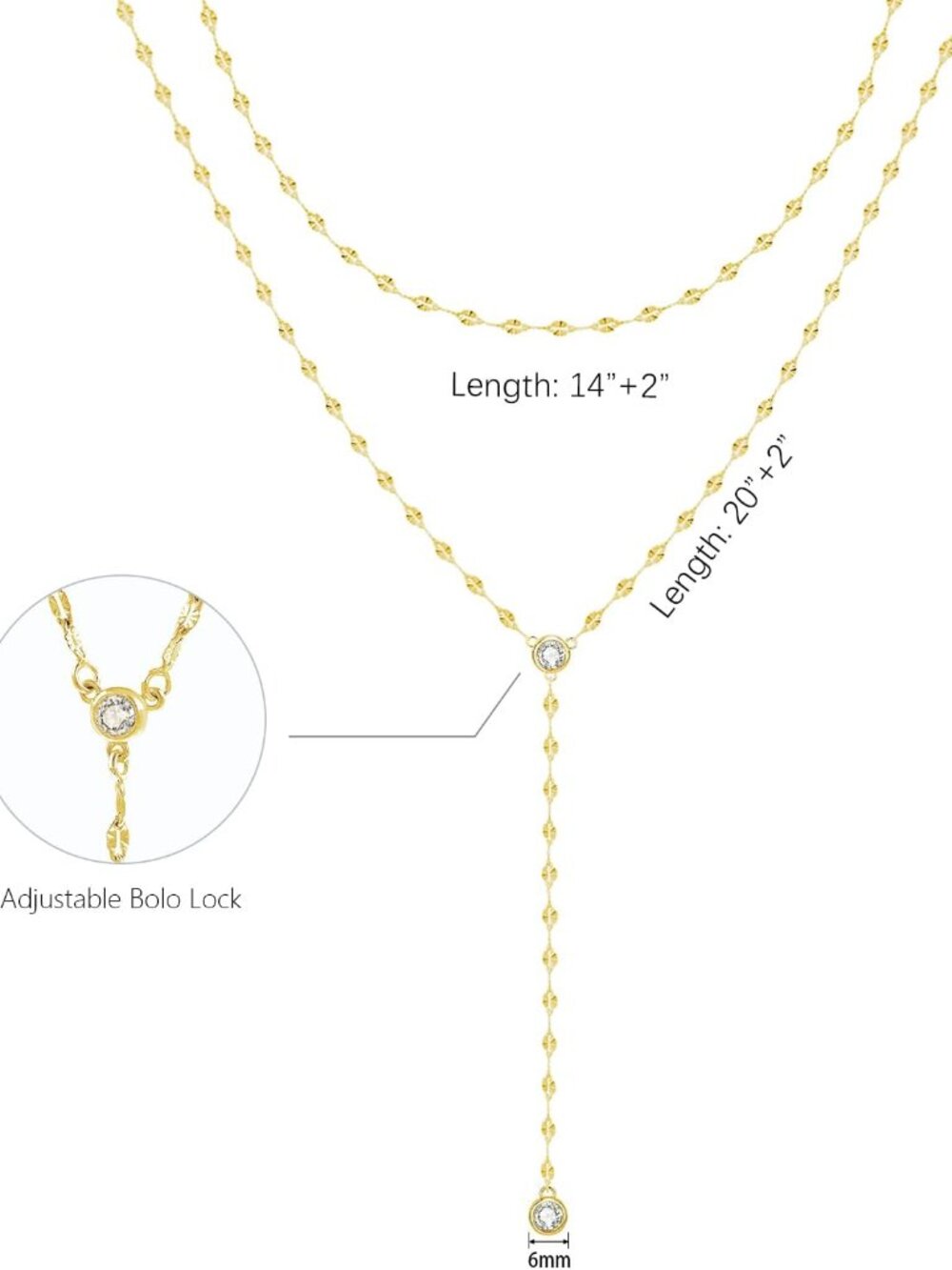 Lariat Gold Necklace for Women, Dainty Long Necklace 14k Gold/Silver Plated Laye - Picture 7 of 7